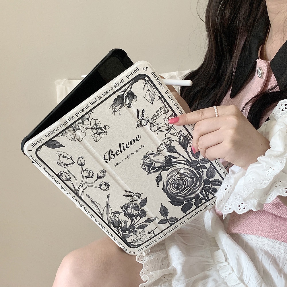 Vỏ cứng acrylic peony pattern case tương thích với ipad mini6 ipad5 6 7 8 9 air air1 air2 air3 air4 air5 10.9 "pro10.5 pro11 pro12.9 2018 2020 2021 2022 bao da