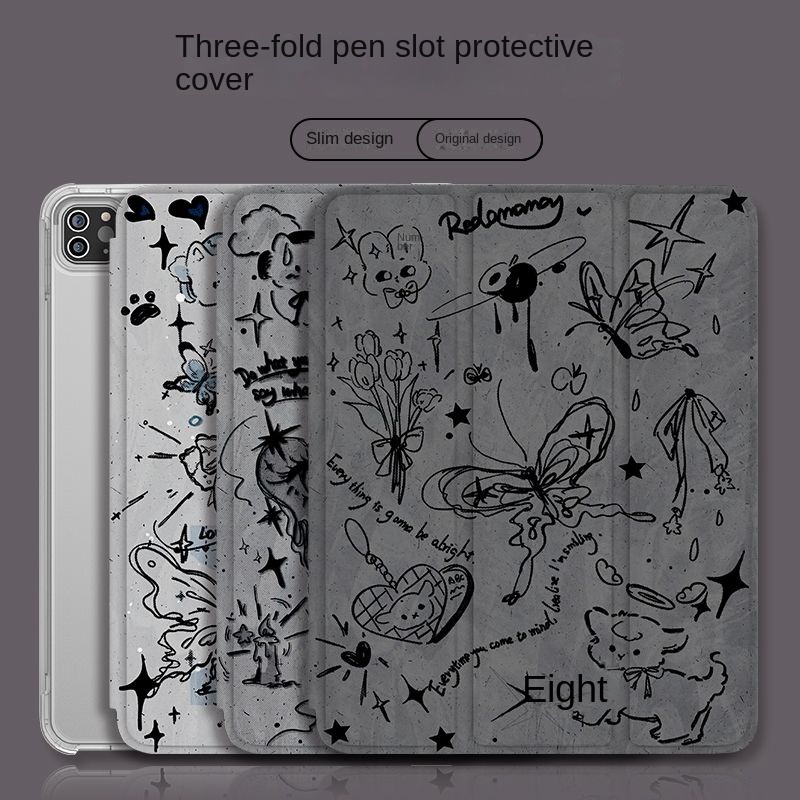 Thích hợp cho ipad pro11 miếng đệm đầu thỏ được cá nhân hóa dòng hoạt hình gen9 / 8/7 10.2 ipad có khe cắm bút gen5 / 69.7 gấp ba lần air5 / 4 10.9 túi khí 2022 thế hệ 10 phút trong suốt