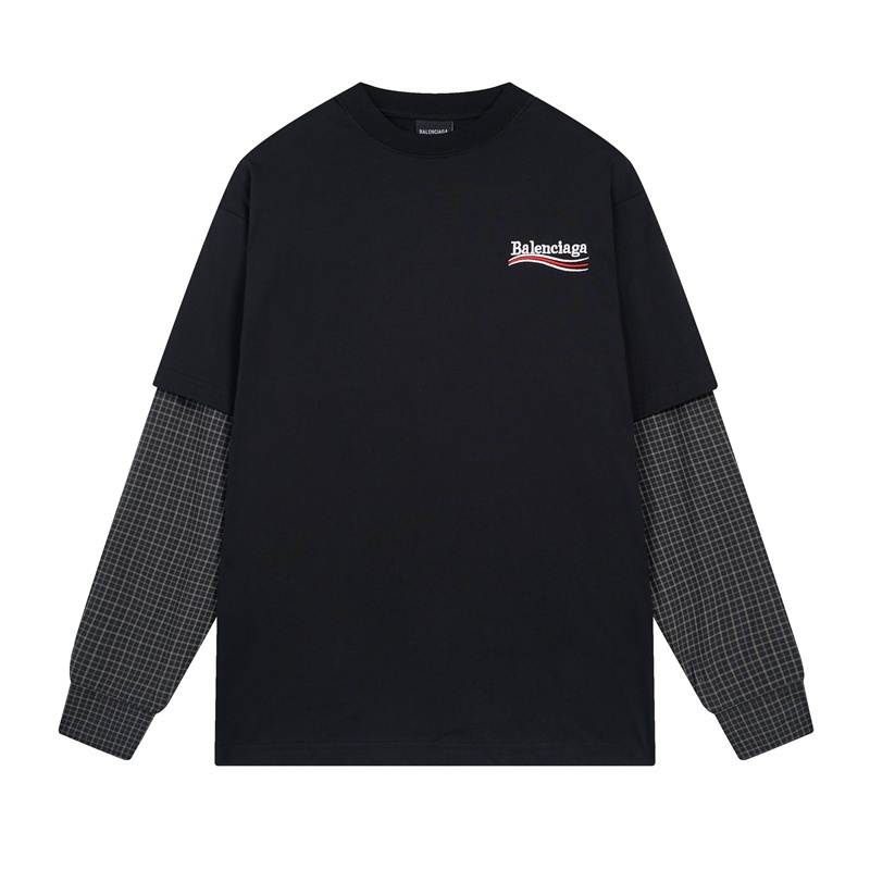 Áo Thun cotton ba185le88nc / Ii Tay Dài Dáng Rộng Thêu Hình Sóng Biển Cho Cặp Đôi size xs-l