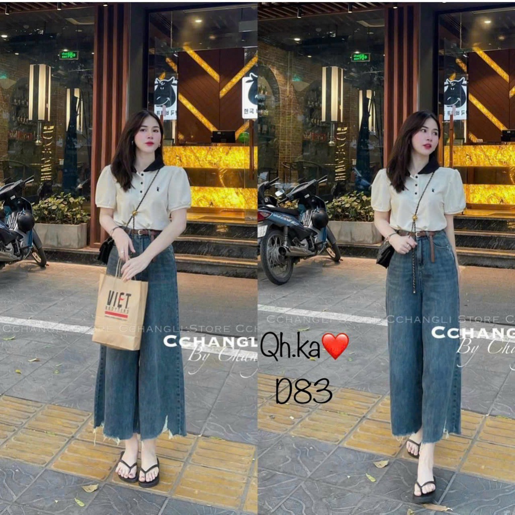 Quần jean bò ống suông rộng xuông nữ quần jeans rin ống đứng loe cạp cao cao cấp demim 2399 hót 2023