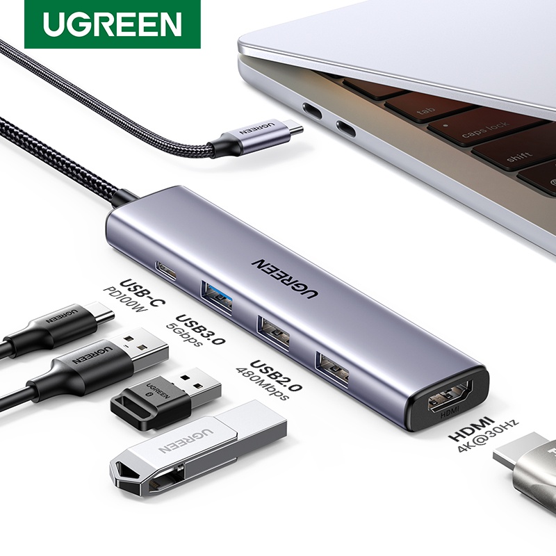 Ugreen usb c hub type-c to hd adapter 4k30hz pd100w sd tf dock bộ chia usb-c 3.1 cho macbook ipad pro air usb3.0 hub