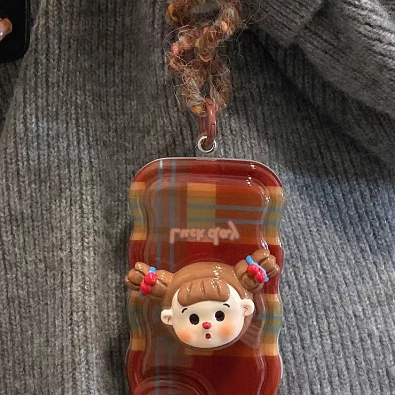 Iphone cute braid girl stand anti-drop phone case for 7 7plus 8 8plus xs xr 11 12 13 14 pro plus promax