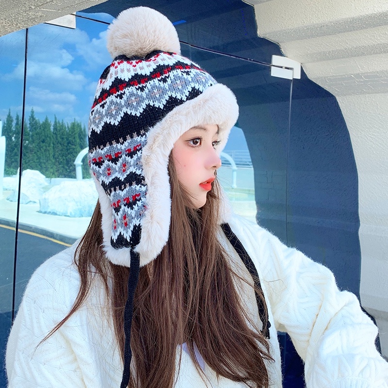 Face-appearing small hat women autumn winter lei feng hat phiên bản hàn quốc hợp thời trang all-match fleece mũ bảo vệ tai phong cách nhật bản