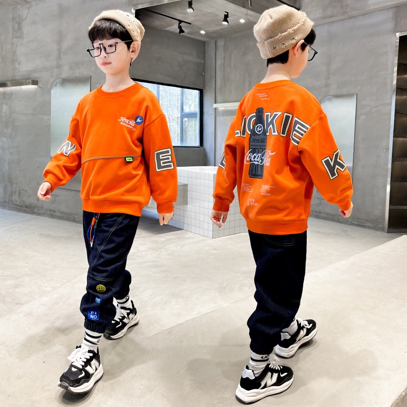 Mới Áo Thun Dài Tay Dáng Rộng Thời Trang Xu Hướng Cho Bé Trai