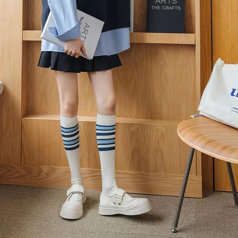 Vớ Cao Ngang Bắp Chân Màu Xanh Dương Phong Cách lolita