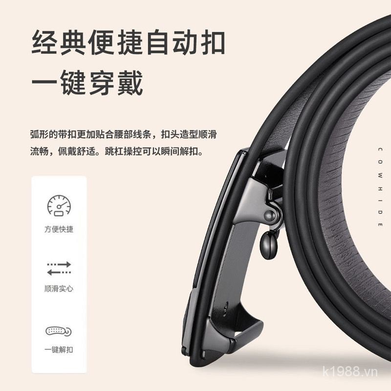 Nam giới mới khóa tự động thắt lưng quần augtarlion kinh doanh trang trọng mặc thắt lưng da thật nam giới trẻ nam da bò chính hãng