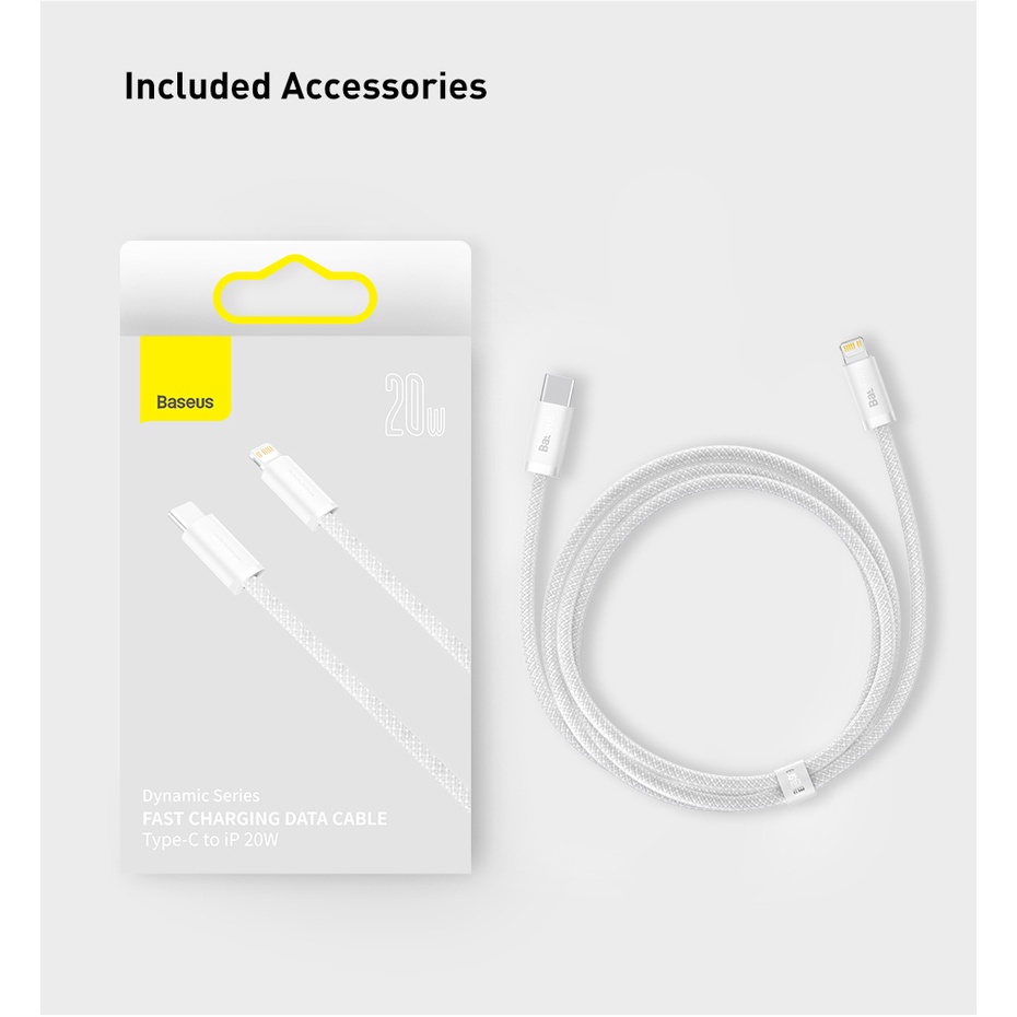 Dây Cáp Baseus PD 20W Nối Đầu USB-C Sang Đầu L Sạc Nhanh Hỗ Trợ Truyền Dữ Liệu 480Mbps