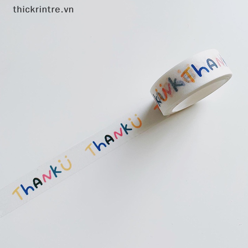 Thi 15mm * 5m phong cách vẽ tay tiếng anh washi tape masking tape kawaii trang trí băng dính sticker scrapbooking diary văn phòng phẩm vn