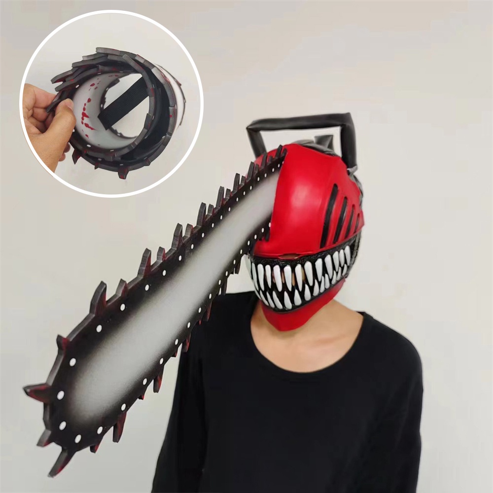 Chainsaw Man Mặt nạ Pochita Halloween Kinh dị nhập vai Căn phòng bí mật Đạo cụ Latex Cos Chainsaw Mask