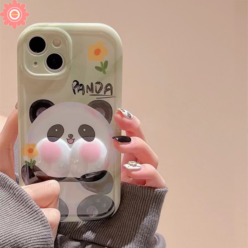 Vỏ điện thoại gấu trúc hoạt hình siêu dễ thương tương thích cho iphone 7 8 plus 11 pro max 6 6s 14 12 13 pro max xr x xs max se mềm bóng sáng tạo vui nhộn vỏ điện thoại giải nén 3d