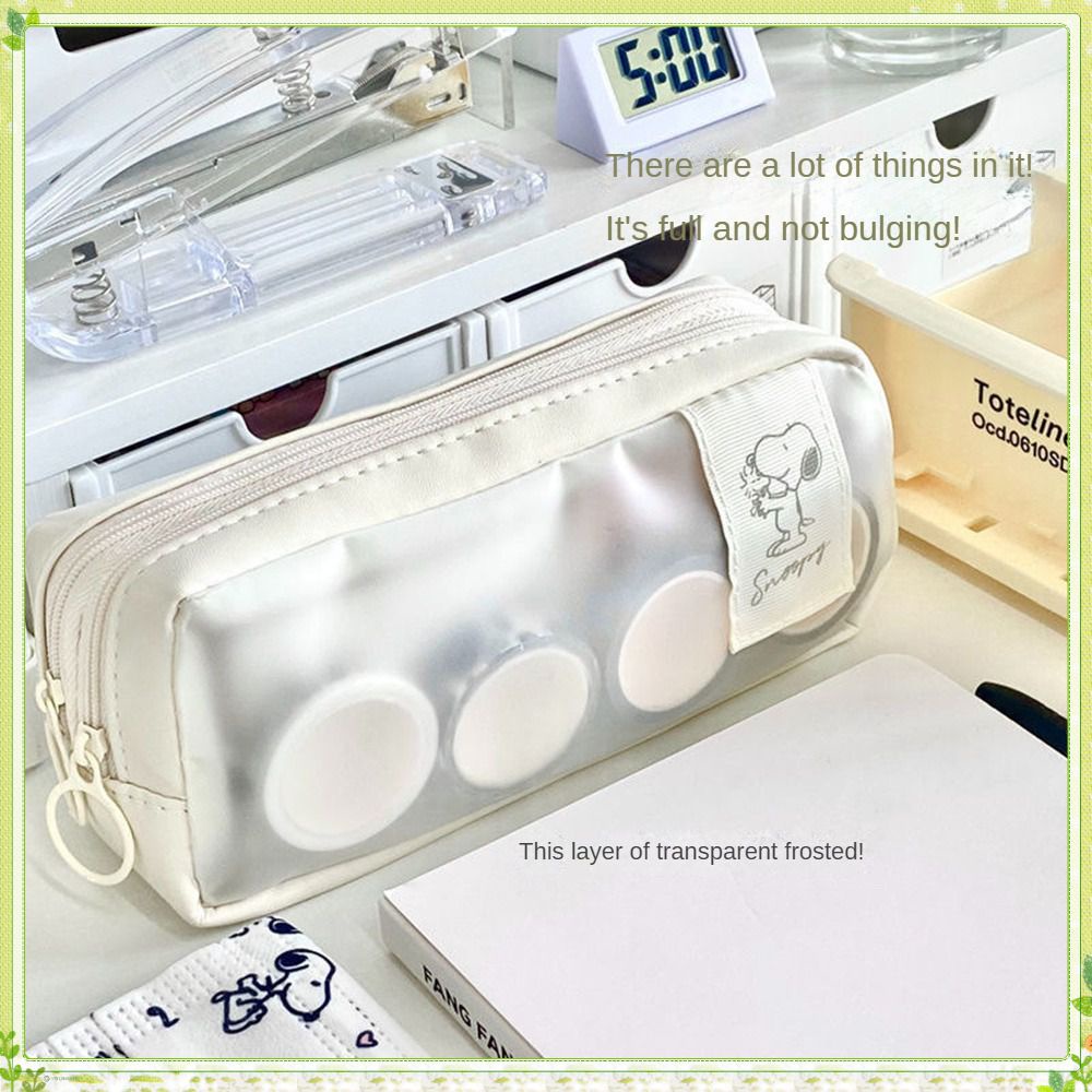 Túi đựng bút snoopy dễ thương hộp đựng bút chì mờ trong suốt boy and girl multi-function large-capacity student storage túi đựng văn phòng phẩm