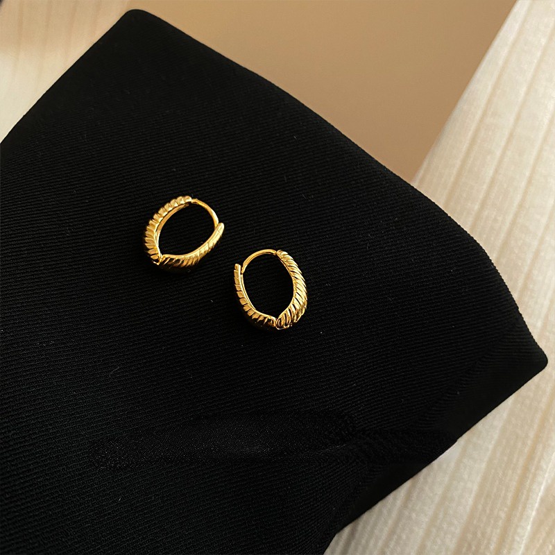 S925 sterling silver women girls metal dangle buckle earrings ear studs trang sức phụ kiện