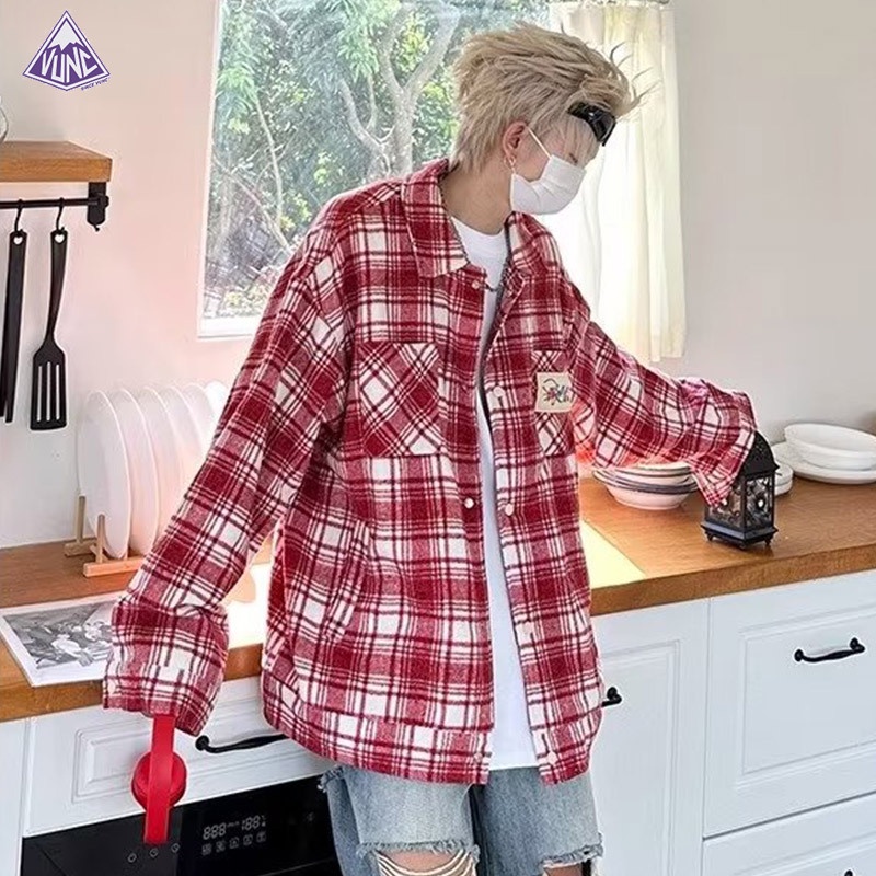 Áo sơ mi VUNC tay dài họa tiết caro thời trang dễ phối đồ