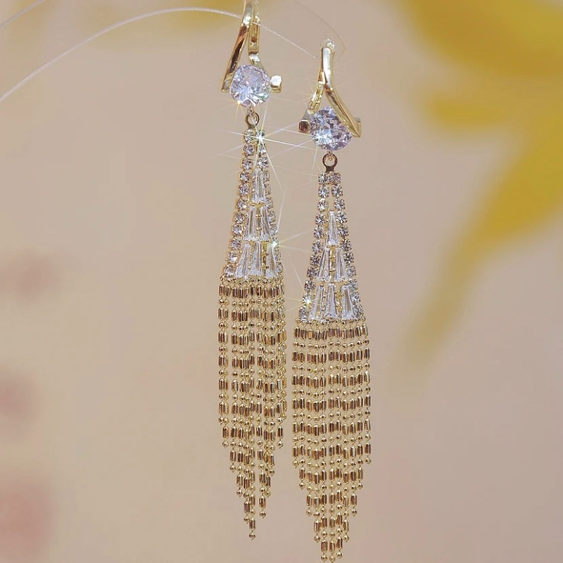 Bông Tai Dáng Dài Hình Thánh Giá Đính Đá zircon Sang Trọng Thời Trang Phong Cách Hàn Quốc Cho Nữ