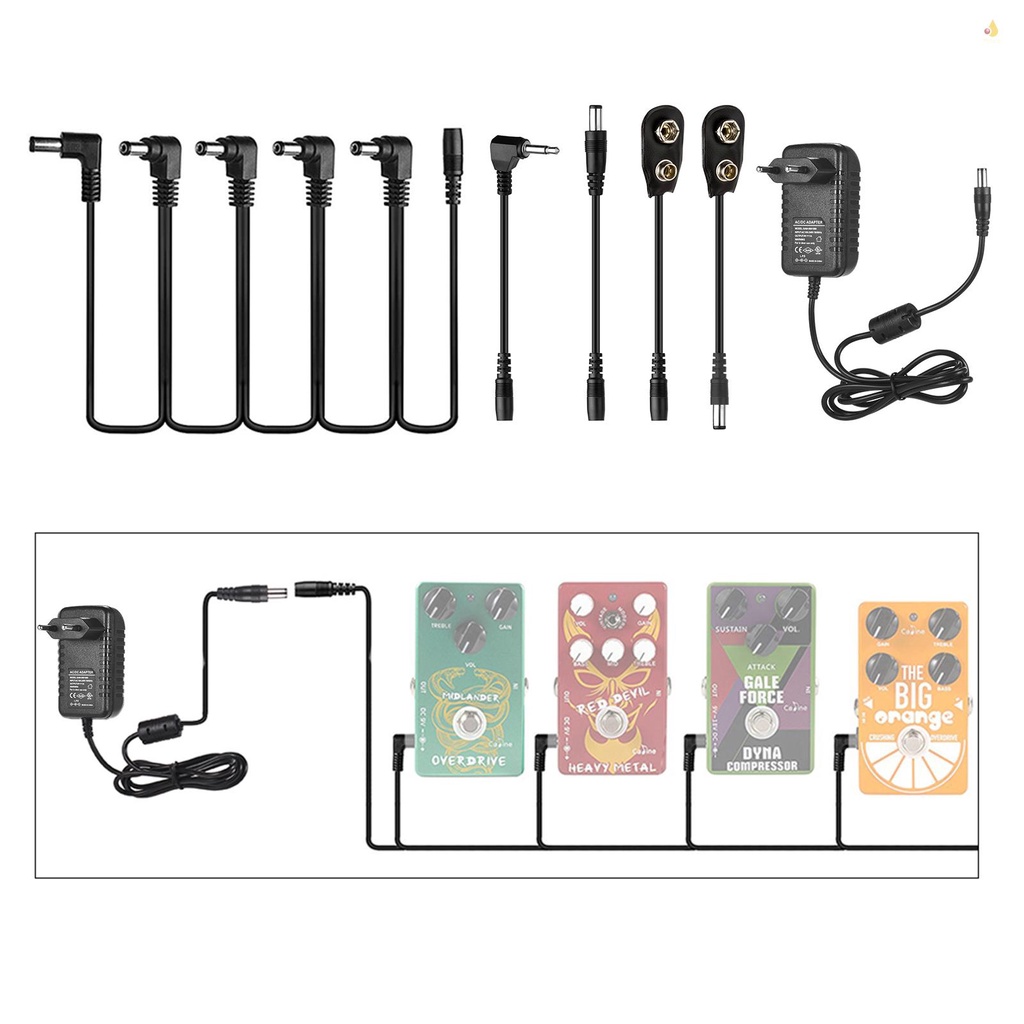 Mynice caline cp-07a hiệu ứng guitar bộ chuyển đổi nguồn điện dc 9v 1a với cáp chuỗi daisy 5-way cáp phân cực đảo ngược cáp kẹp pin