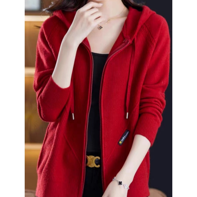 Áo Khoác cardigan Có Khóa Kéo Dáng Rộng Màu Trơn Thời Trang Thu Đông Hàng Mới 2023 Dành Cho Bạn Nữ