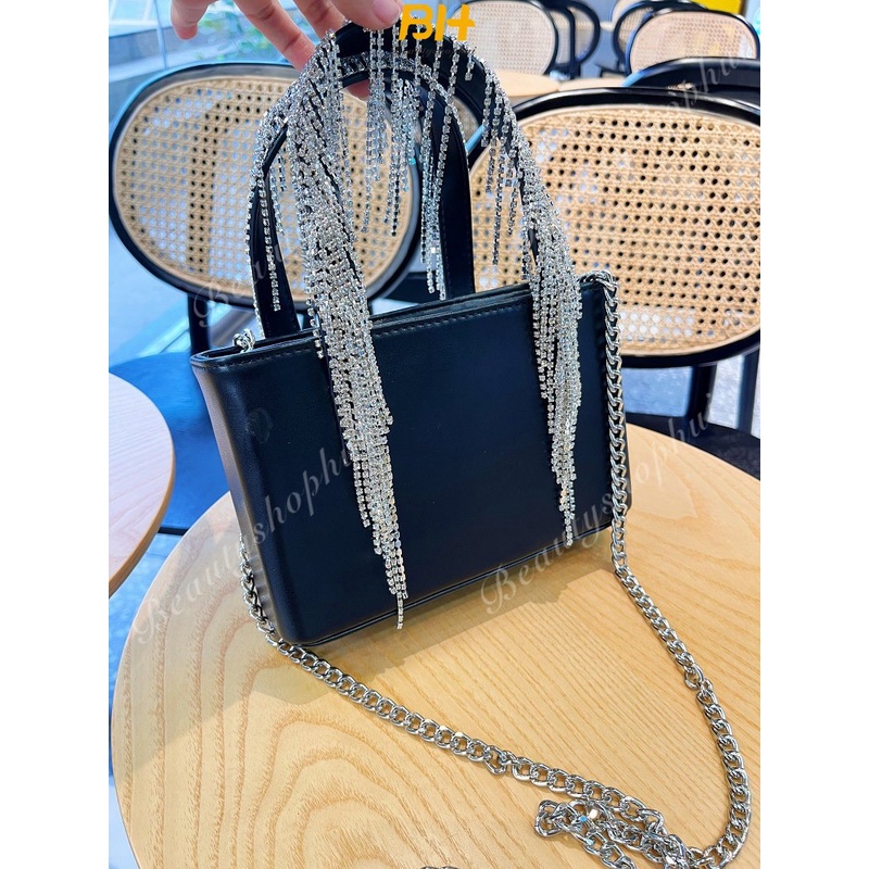 Túi Xách Đeo Vai Một Dây Đính Đá Phối Tua Rua Thời Trang 2023 Cho Nữ