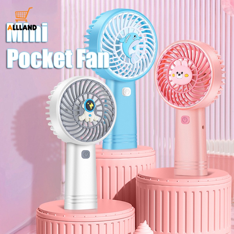 Quạt USB Mini Cầm Tay / Đeo Cổ Yên Tĩnh Họa Tiết Hoạt Hình Dễ Thương Có Thể Sạc Lại Tiện Dụng