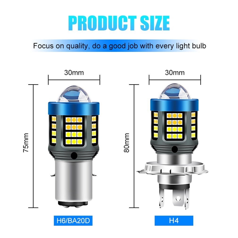 360° Đèn Pha LED T19 P15D H4 H6 DC12V-60V 8000LM Hai Màu Siêu Sáng Dành Cho Xe Mô Tô