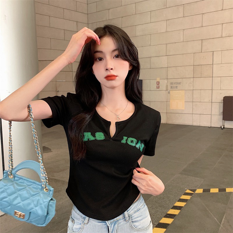 NRVP Áo Thun Tay Ngắn In Họa Tiết Phong Cách Hàn Quốc Mới Cho Nữ