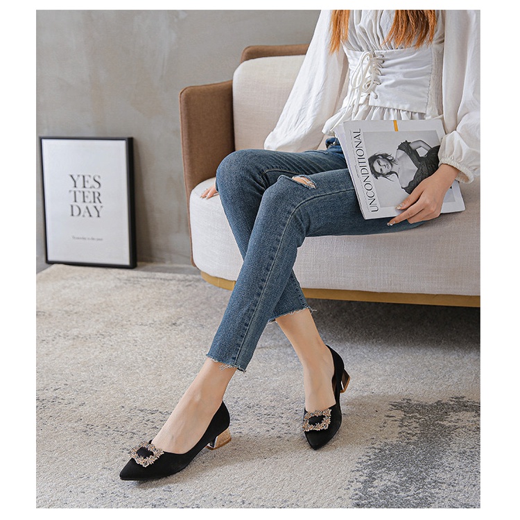 Giày Cao Gót Mũi Nhọn Màu Sắc Thời Trang Cho Nữ