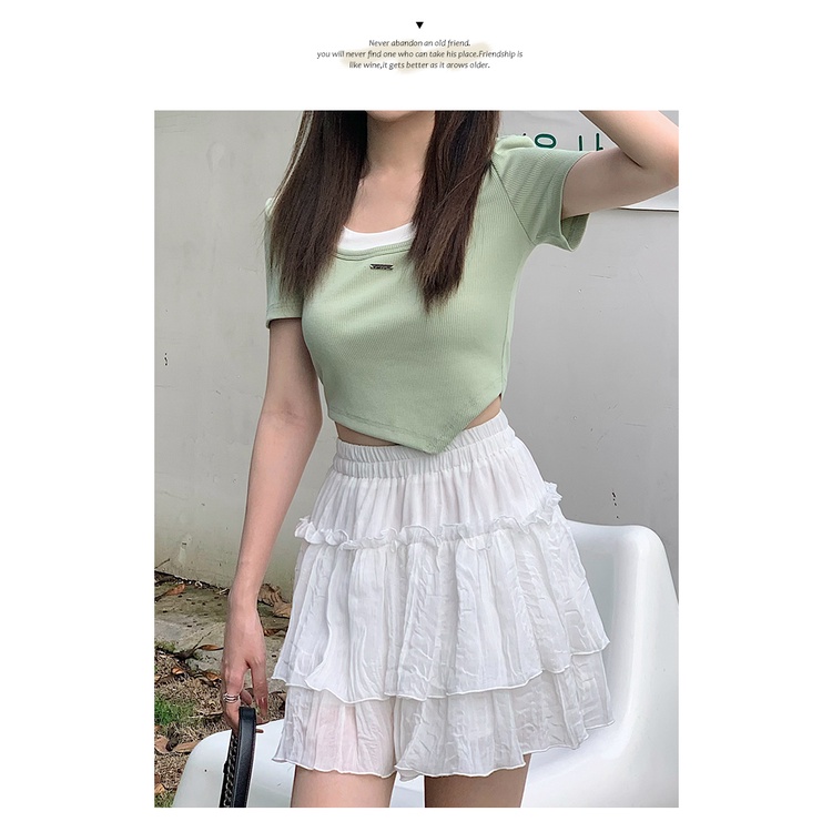 Áo Thun Tay Ngắn Dáng Ôm Màu Trơn Đơn Giản Thời Trang Mùa Hè Phong Cách Hàn Quốc Cho Nữ