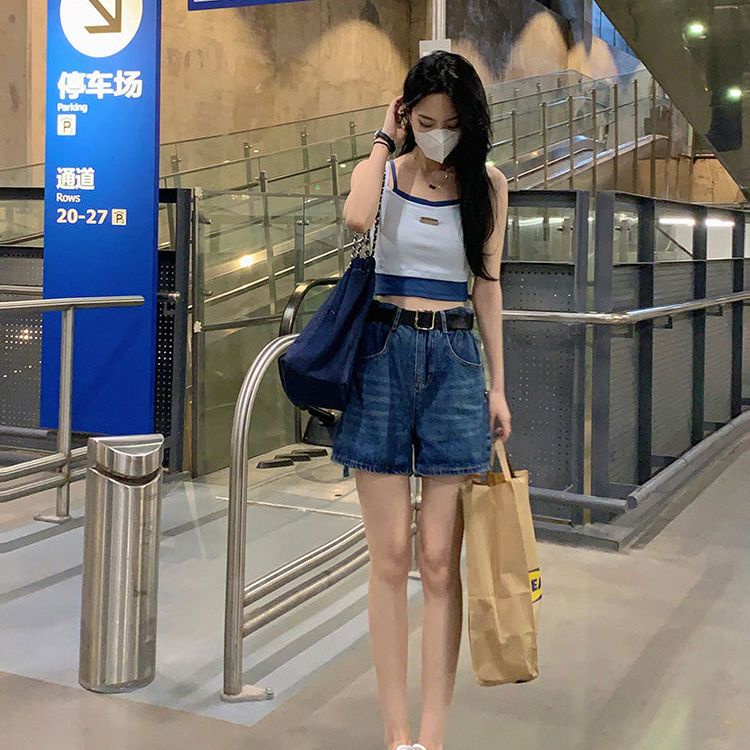 Wild Girl Áo Croptop Giả Hai Lớp Màu Trơn Thời Trang Cho Nữ
