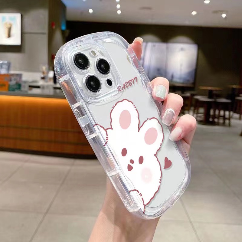 Ốp Điện Thoại Silicone Mềm Trong Suốt Chống Sốc In Hình Gấu Thỏ Cho IPhone 14 13 12 11 Pro Max XS X XR 8 + 7 Plus