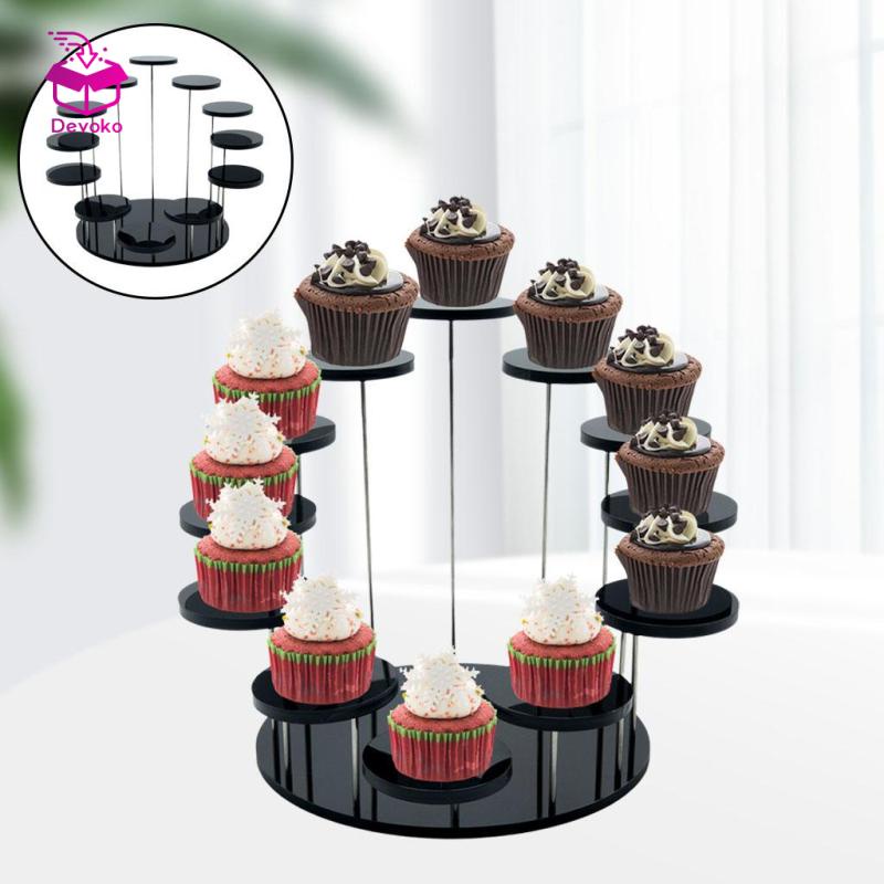 Giá đỡ trưng bày bánh cupcake Devoko bằng acrylic có thể tái sử dụng dùng trang trí tiệc cưới/ phòng tắm/ lễ kỷ niệm