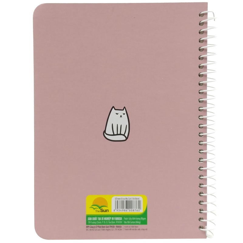 Sổ Lò Xo Teen Không Kẻ Có Chấm 80gsm My Cat - The Sun - Màu Hồng