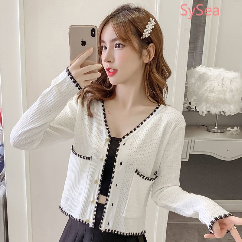 Áo Cardigan Dệt Kim Tay Dài Cổ Chữ V Phong Cách Thời Trang Hàn Quốc Dành Cho Nữ