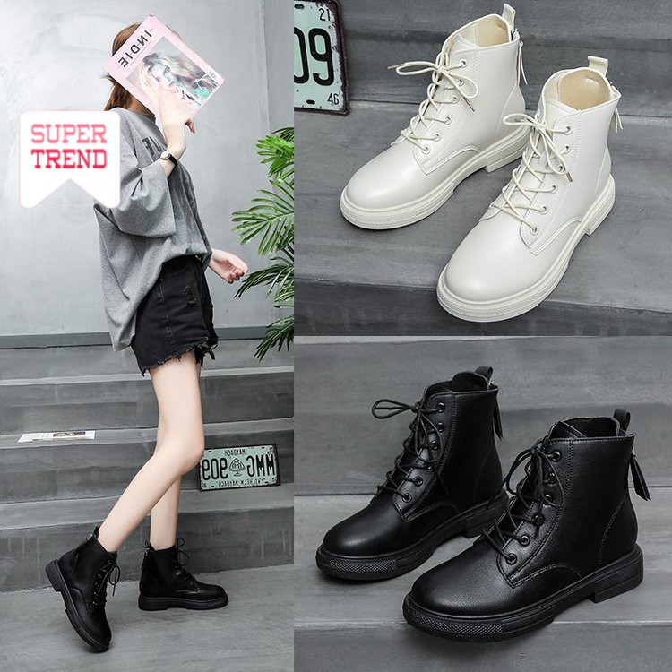 Giày bốt màu trơn thời trang đơn giản cho nữ