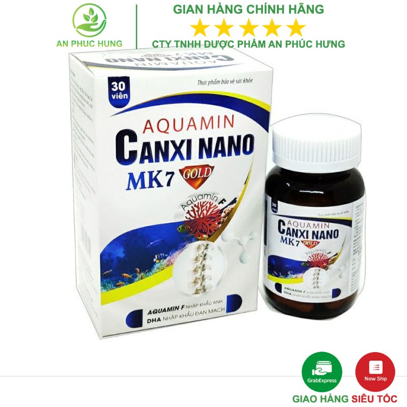 Viên uống bổ sung canxi - AQUAMIN CANXI NANO MK7 GOLD - Canxi từ tảo biển đỏ dùng an toàn cho trẻ từ 1 tuổi