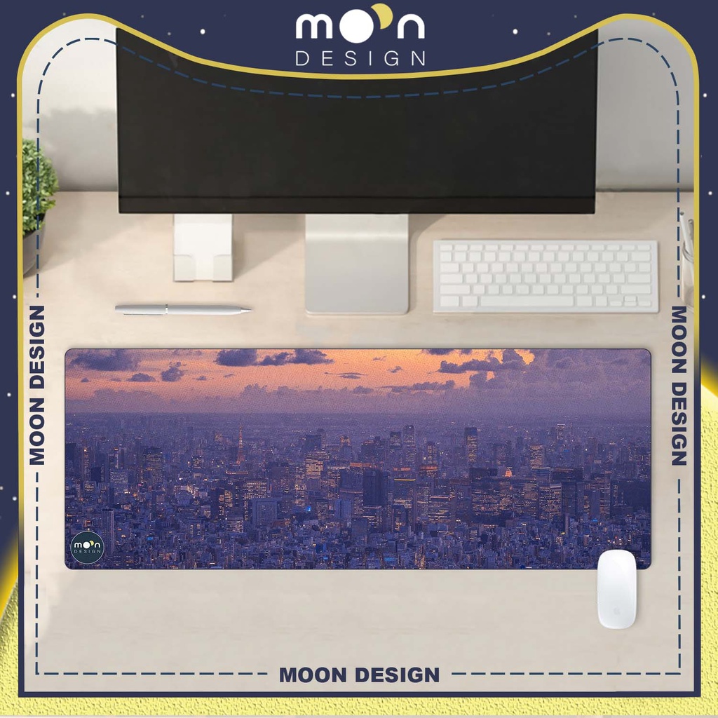 Lót Chuột Gaming in hình Khung Cảnh Thành Phố Sầm Uất Vintage bàn di chuột cỡ lớn Mouse Pad 30x80/40x90/50x100