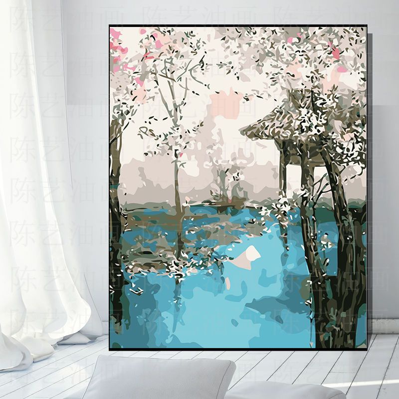 Tranh Sơn Dầu Trang Trí Nội Thất 30 * 40cm Tự Làm Hình Phong Cảnh