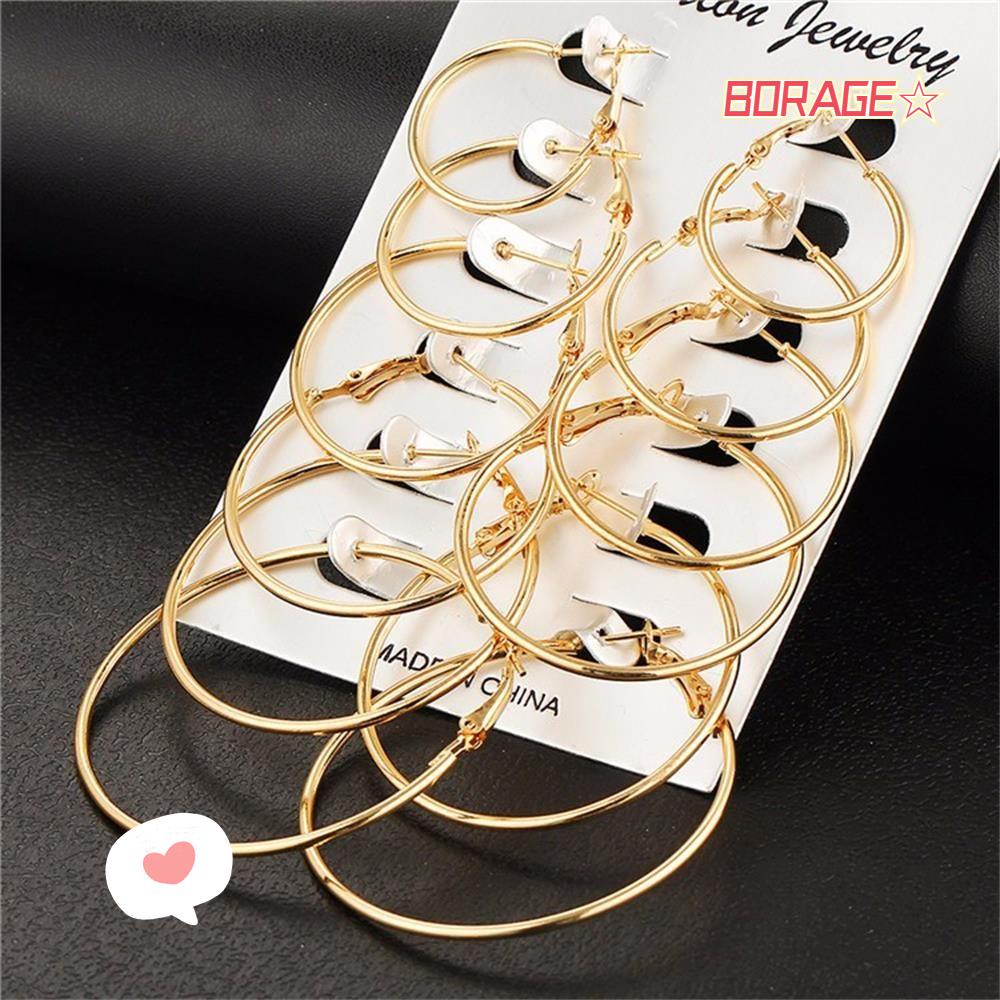 Set 6 Đôi Khuyên Tai Tròn Phong Cách Cá Tính Dành Cho Cả Nam Và Nữ