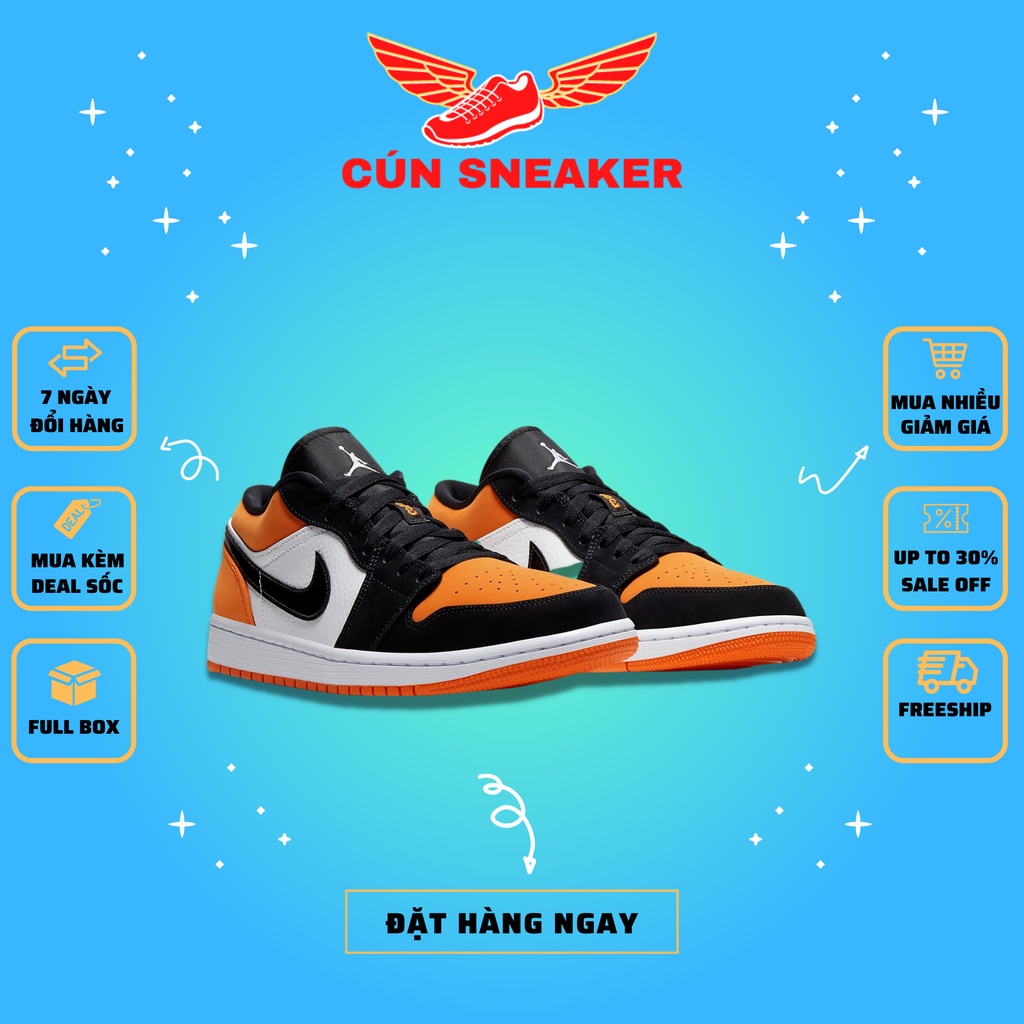 Giày thể thao Jordan JD1 thấp cổ màu cam đen chuẩn SC Full Box Full pk, Giày Jordan cổ thấp cao cấp full sz nam nữ