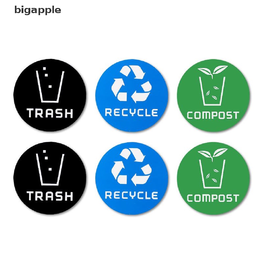 Set 12 Sticker Dán Thùng Rác Tái Chế Bằng Nhựa PVC 10CM Tiện Dụng