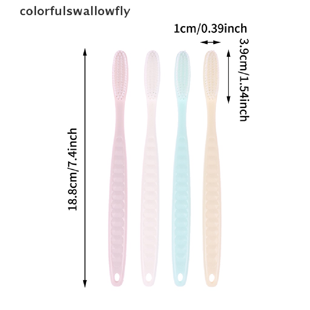 Set 4 Bàn Chải Đánh Răng Đầu Mềm Cán Dài Nhiều Màu Sắc