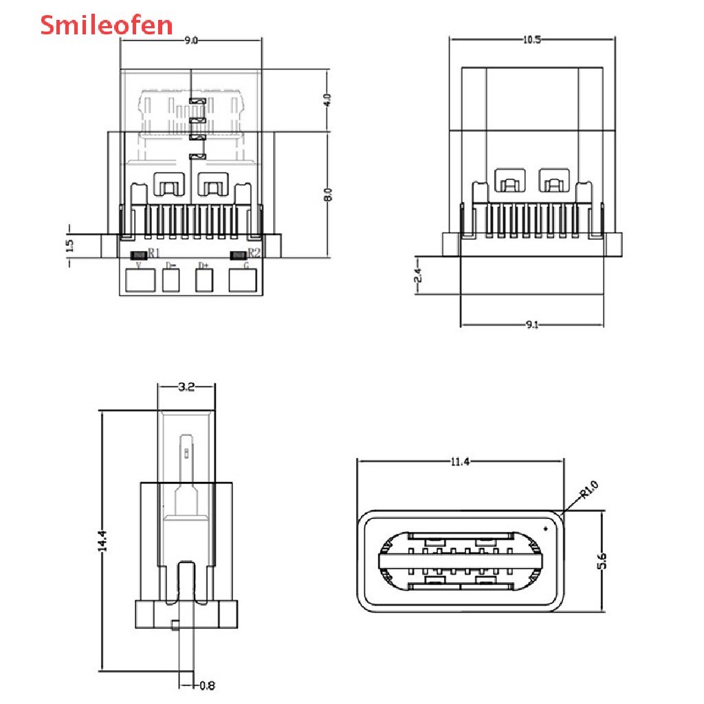 Bộ 2 Đầu Nối Ổ Cắm Sạc Type-C Hai Đầu Tiện Dụng Cho Nữ