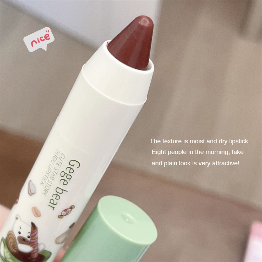 Mỹ phẩm Red Lip Tint Lipgloss Cute Bear Lip Liner Pencil Lips Makeup Lip Glaze Lipstick Pen 6 ColorGogo Bear Meng Xing Story Doodle Lipstick Dưỡng ẩm, Mỹ phẩm bán chạy cho cô gái