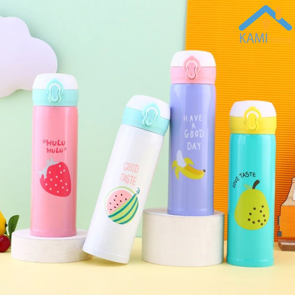 Bình nước giữ nhiệt hình trái cây dễ thương Nắp bật cỡ mini 350ml inox thép không gỉ 3 lớp KM 22042