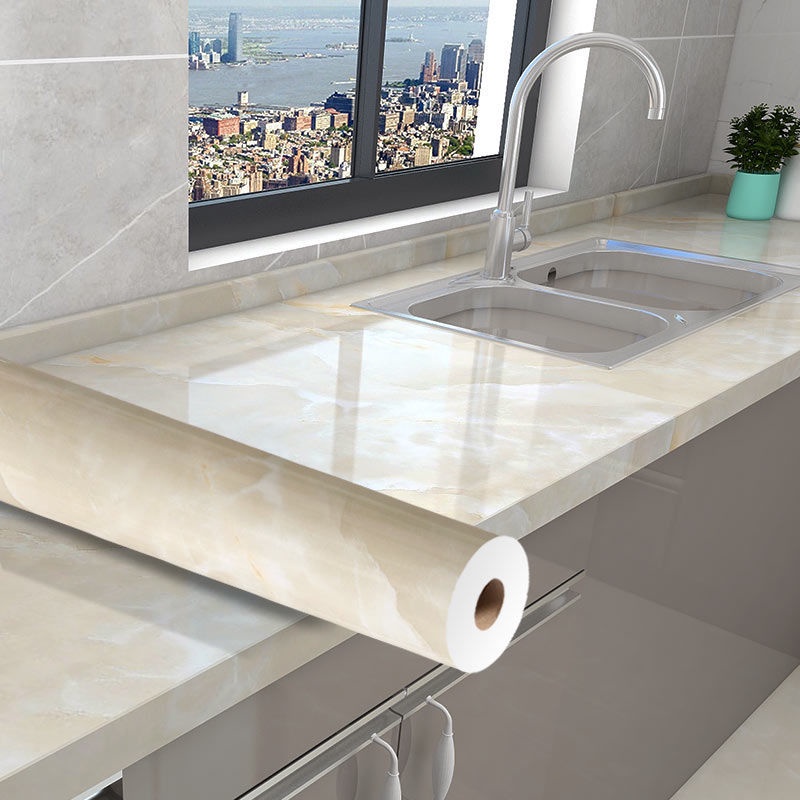 Giấy Dán Tường Dày Dặn Chống Thấm Nước / Dầu / Cháy Họa Tiết Vân Đá Cho Nhà Bếp