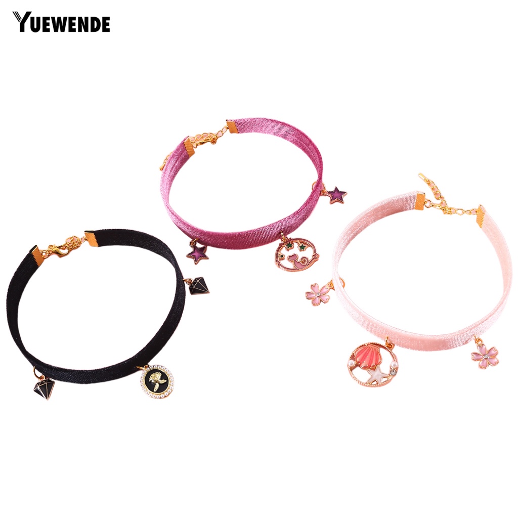 Yue.z Vòng Cổ Màu Sắc Sống Động Phong Cách Retro Kèm Mặt Dây Trang Trí Dành Cho Thú Cưng