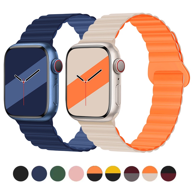Dây Đeo Từ Tính Bằng Silicon Cho IWatch Band S8 S7 S6 SE2 49mm 45mm 44mm 40mm 41mm 42mm Ultra 8 7 6 SE