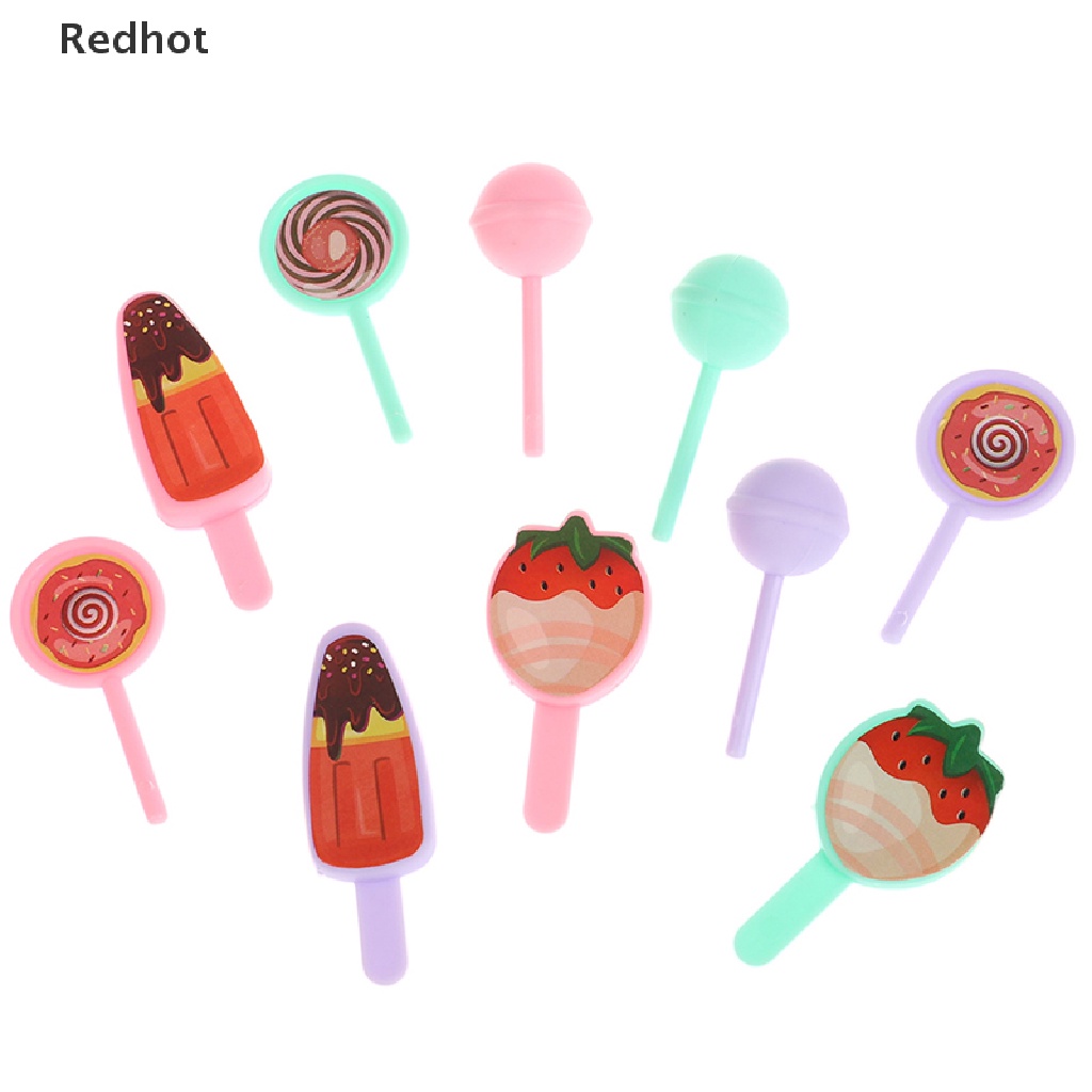 &lt; Redhot &gt; Bộ 10 Món Đồ Chơi Búp Bê Kẹo Mút Tráng Miệng Dễ Thương