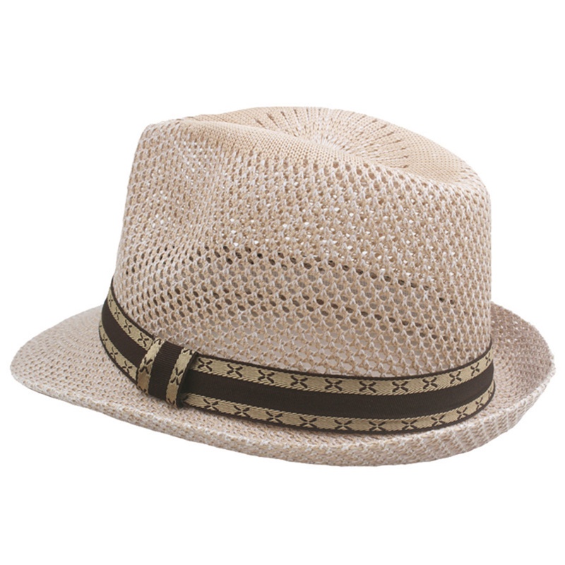 Ygt Mũ Fedora Bằng Rơm Thoáng Khí Màu Trơn Cổ Điển Mùa Hè Mát Mẻ Cho Nam