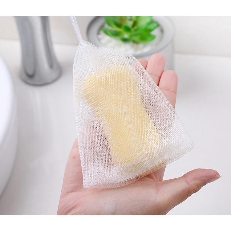 Túi Lưới Đựng Xà Phòng Tạo Bọt Tiện Lợi, Có Dây Rút Kích Thước