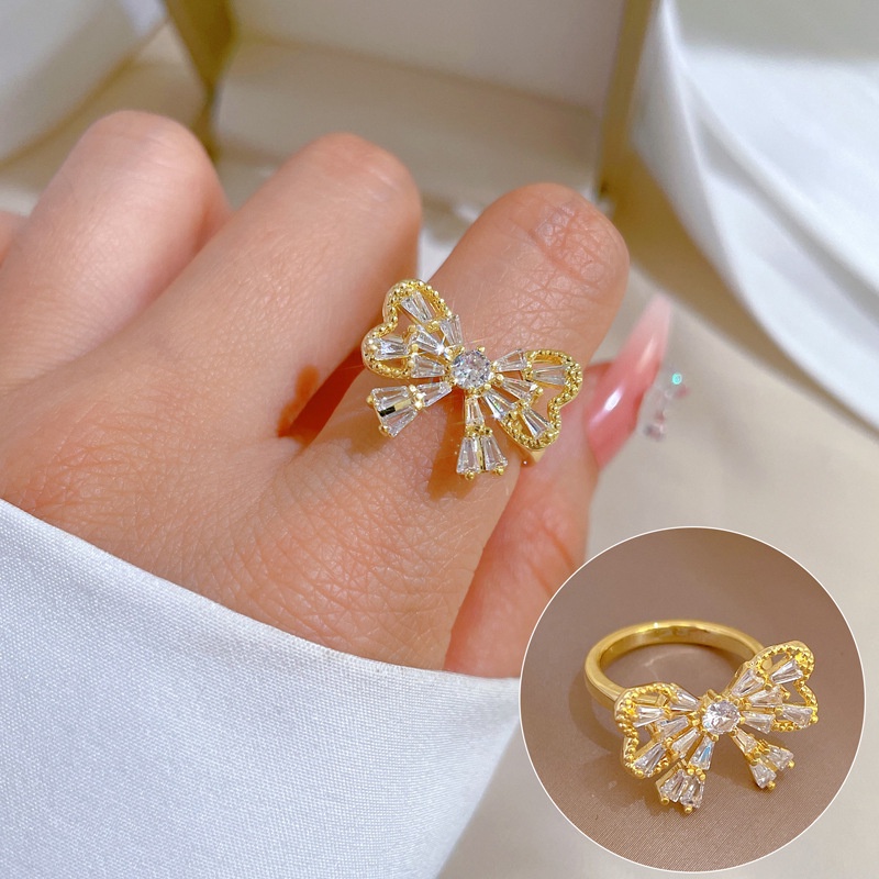 Nhẫn Hở Mạ Vàng Hình Bướm Đính Đá Zircon Sang Trọng