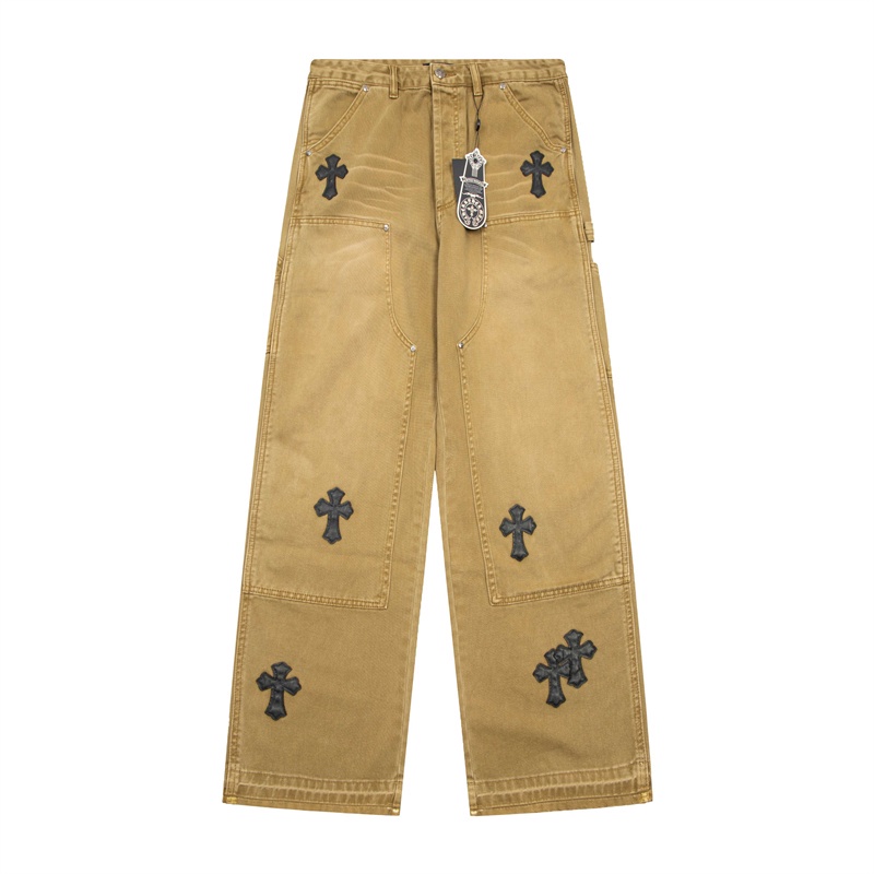 Chr-come Quần Yếm Da Thêu Họa Tiết Đường Phố Cao Cấp Thời Trang Mới Nhất Dành Cho Nam Và Nữ